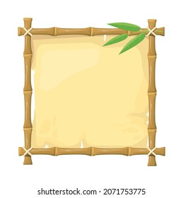 Bamboo menu. Chinese square canvas for beach, vector illustration isolated on white background