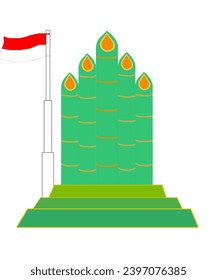 Ein Bambus-Denkmal wurde geschaffen, um sich an den Kampf der indonesischen Helden zu erinnern, die gespitzten Bambus als Waffen benutzten.