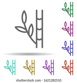 Bamboo in multi color style icon. Simple thin line, outline vector of row matterial icons for ui and ux, website or mobile application