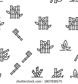 Bamboo Nature Plant Vector Seamless Pattern Thin Line Illustration