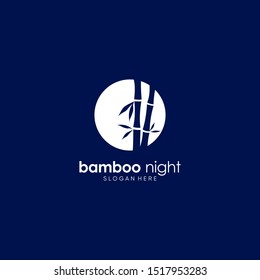 Bamboo night logo design vector