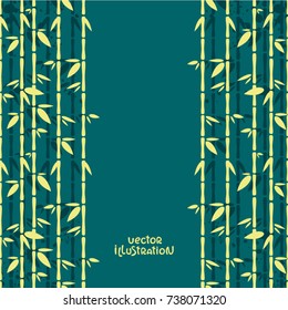 Bamboo on green background. Vector illustration. Asian design element. Tropical wallpaper, template for oriental menu.