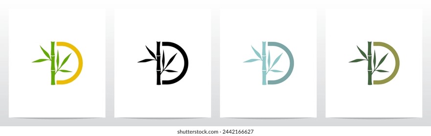 Bamboo On Letter Initial Logo Design D 