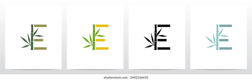 Bamboo On Letter Initial Logo Design E 