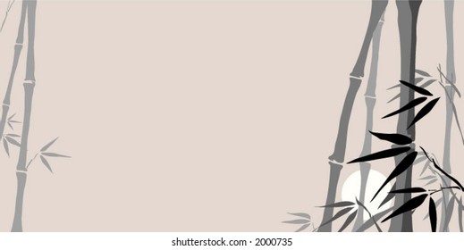 bamboo on sundown, vector illustration