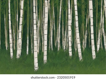 Bamboo painting vector illustration, water color, background