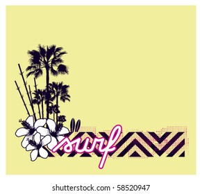 bamboo palm hibiscus surf banner