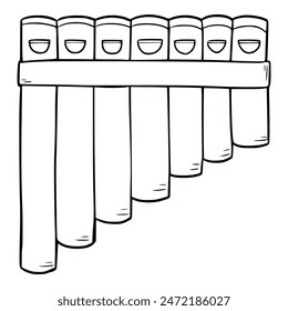 bamboo pan flute illustration hand drawn outline isolated vector