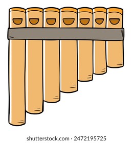 bamboo pan flute illustration hand drawn isolated vector