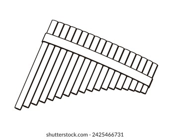 Bamboo Pan Flute outline illustration, vector illustration isolated, eps