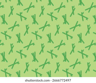 Bamboo pattern. Green background. Vector illustration.