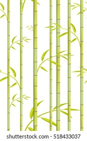 Bamboo pattern. Vector green tree background.