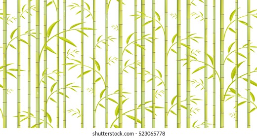 Bamboo pattern. Vector green tree background.