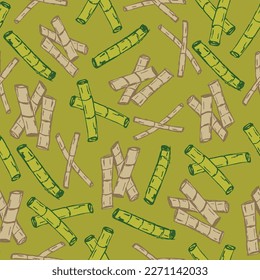 Bamboo Pieces with background seamless repeat pattern Asian print for fabrics, wallpaper, bedding, covers, clothes etc