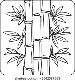 Bamboo Plant Bold Line Coloring Page