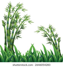 Bamboo Plant with Green Leaves