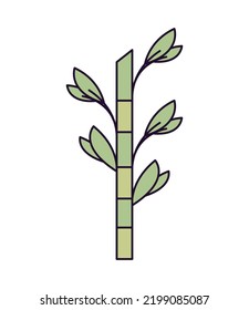 bamboo plant icon flat isolated