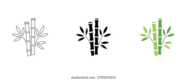 Icono de la planta de bambú conjunto de Vector sobre fondo blanco. 