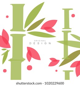 Bamboo plant seamless pattern, original design, decorative template texture colorful vector illustration