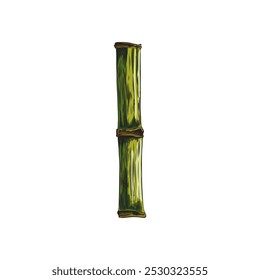 Bamboo plant small stalk piece color sketch icon. Hand drawn Asian nature floral design element. East tropical forest Bamboo stem stick part. Vector illustration isolated on white