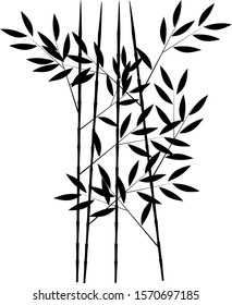 bamboo plants black silhouette vector illustration