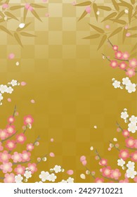 Bamboo plum Japanese style frame background_Gold_Vertical (3:4)