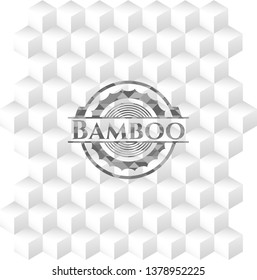 Bamboo realistic grey emblem with cube white background