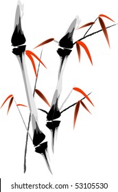 bamboo with red leaves. vector illustration