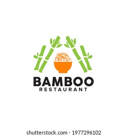 Bamboo restaurant logo design vector template