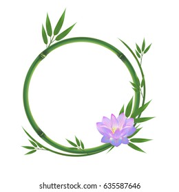 Bamboo round frame with pink lotus