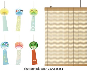 Bamboo screen and wind chimes with various patterns (soft breeze)