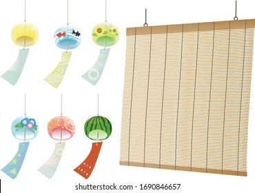 Bamboo screen and wind chimes with various patterns (strong wind)