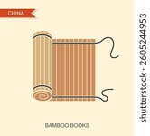 Bamboo scroll taoism glyph icon vector. Chinese bamboo scroll taoism sign. isolated symbol illustration