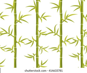 Bamboo seamless green and white leaf vertical asian chinese pattern.