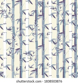 Bamboo seamless japanese pattern. Gray bamboo stems on a light background. Natural texture for fabric