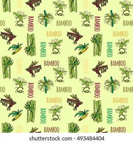 Bamboo. Seamless pattern for print on fabric, textiles, packaging material.