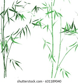 Bamboo seamless pattern. Vector background wallpaper of oriental Chinese or Asian Japanese green bamboo cane branches or reed palm leaf for interior decoration