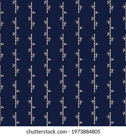 Bamboo. Seamless scalable pattern in gold color on a blue background. Ornament for packaging, textile or paper design. Pattern in the Chinese style.