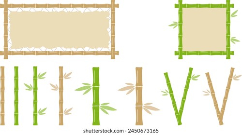 Bamboo, a set of bamboo branches and bamboo paintings. Vector, cartoon illustration. Vector.