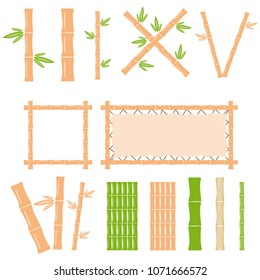 Bamboo, a set of realistic bamboo sticks, green and brown bamboo. Flat design, vector illustration.
