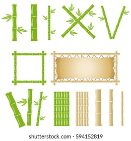 Bamboo, set of bamboo sticks. Flat design, vector illustration.