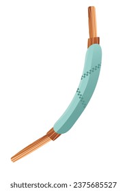 Bamboo shamanic Tepi snuff applicator pipe for healing, awakening ceremonies. Isolated vector illustration