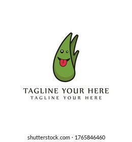 bamboo shoot logo with character design template. 