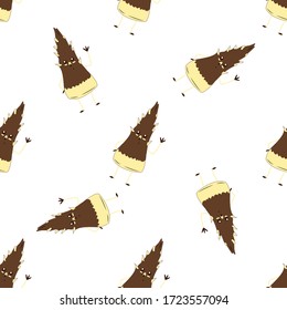 Bamboo Shoot Vegetable Seamless Pattern would be perfect for fabric, textile, gift wrap, wallpaper, surface designer, background, backdrop, and ornament.