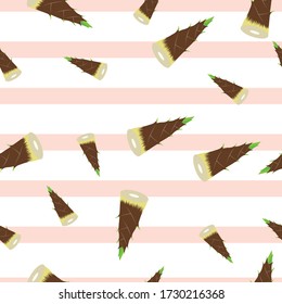 Bamboo Shoot Vegetable Seamless Pattern would be perfect for fabric, textile, gift wrap, wallpaper, surface designer, background, backdrop, and ornament.