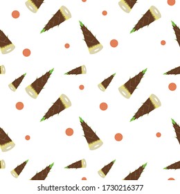 Bamboo Shoot Vegetable Seamless Pattern would be perfect for fabric, textile, gift wrap, wallpaper, surface designer, background, backdrop, and ornament.