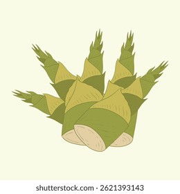 Bamboo shoot vegetables flat design cartoon illustration