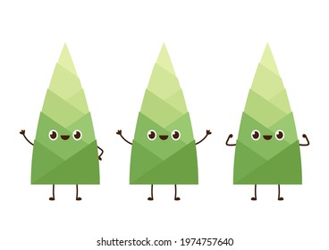 Bamboo shoots character design. Bamboo shoots on white background.