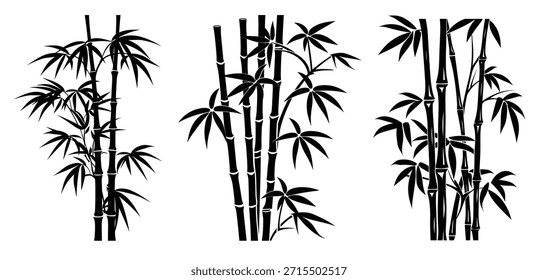 bamboo silhouette bundle vector illustration