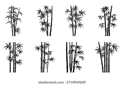 bamboo silhouette clipart bundle vector illustration